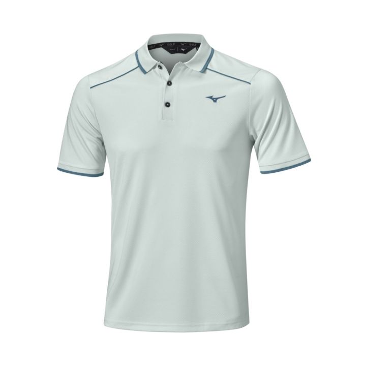 Mizuno Rib Knitted Short Sleeve Polo Shirt – Pale Blue