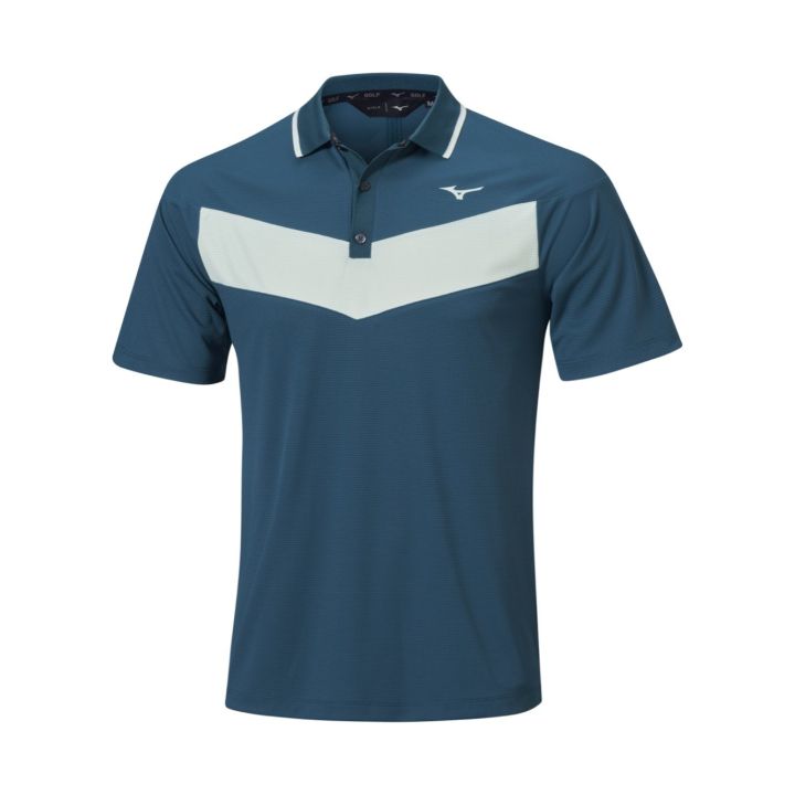 Mizuno Block Interlock Short Sleeve Polo Shirt – Sailor Blue