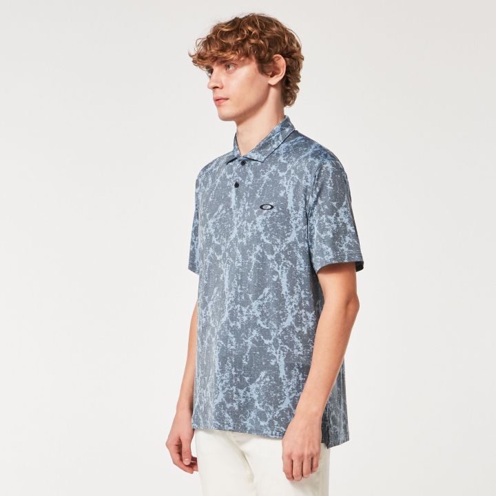 OAKLEY MARBLE JAQUARD POLO – STONEWASH BLUE