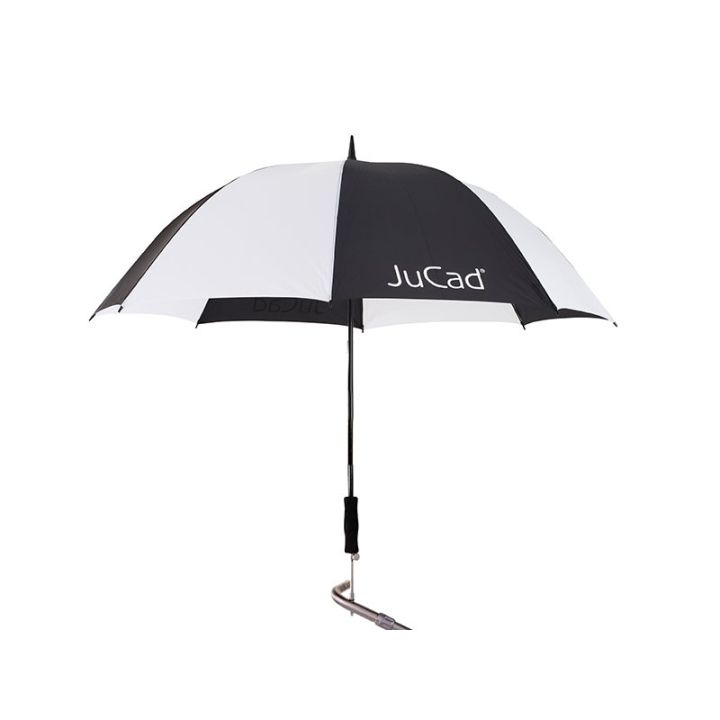 Jucad Telescoop-golfparaplu met paraplustift – Zwart/wit