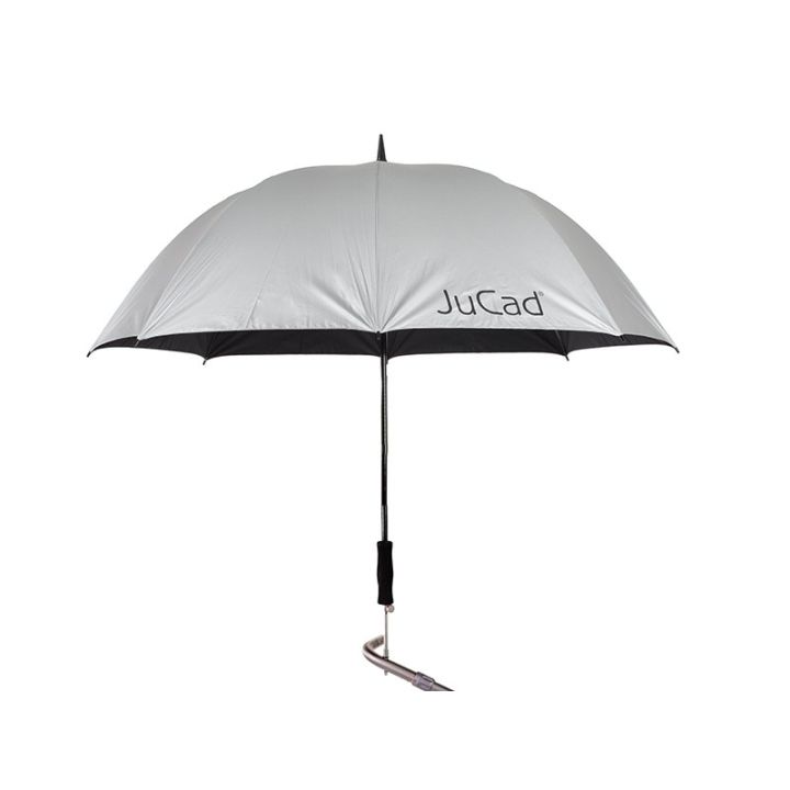 Jucad Telescoop-golfparaplu automatisch met paraplustift – Zilver (UV-bescherming 99% / Upf 50+)