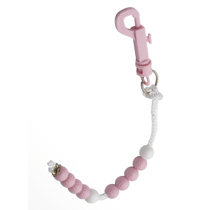 Slagenteller koord met kralen - Wit/Roze