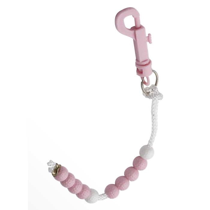 Slagenteller koord met kralen - Wit/Roze
